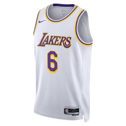 Alternative view of Los Angeles Lakers Lebron James Nike Association Edition White NBA Jersey