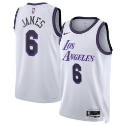 Los Angeles Lakers Lebron James Nike City Edition White NBA Jersey