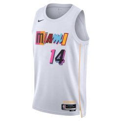 Alternative view of Miami Heat Tyler Herro Nike City Edition White NBA Jersey