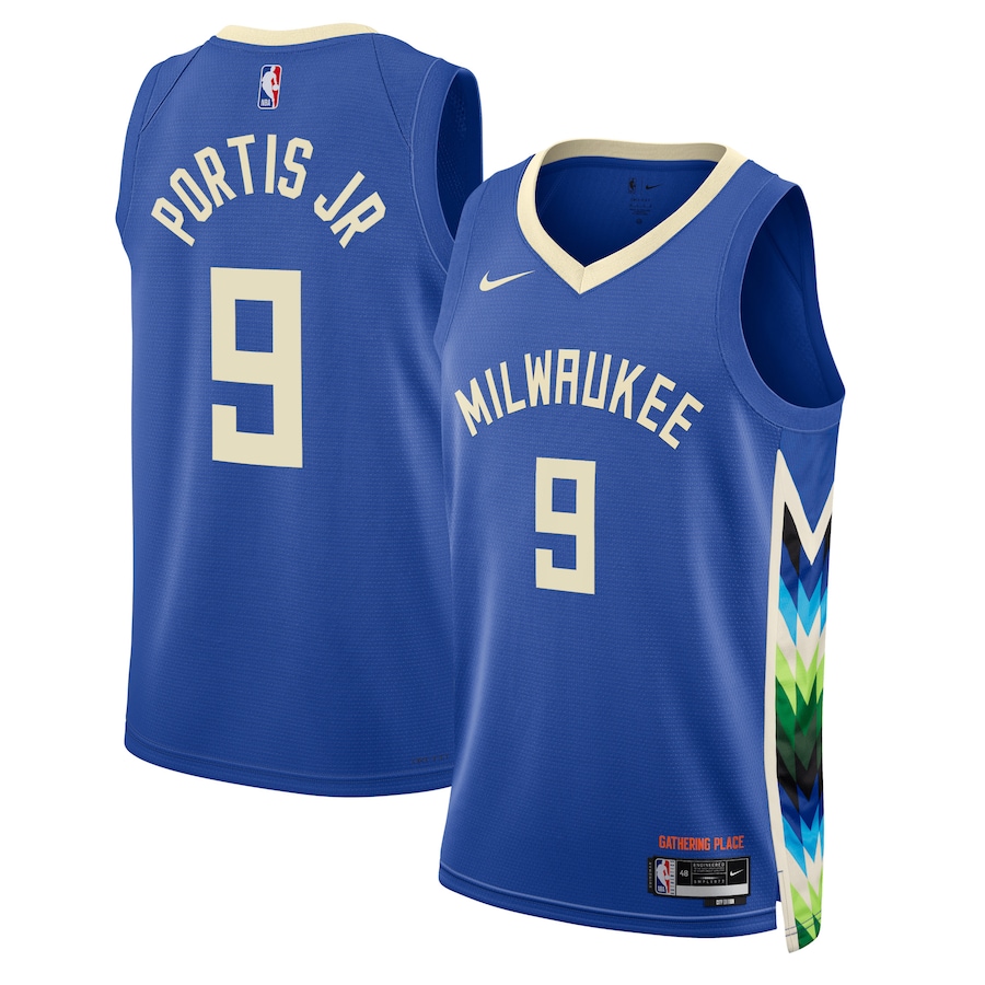 Milwaukee Bucks Bobby Portis Jr Nike City Edition Royal NBA Jersey