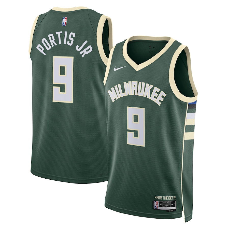 Milwaukee Bucks Bobby Portis Jr Nike Icon Edition Green NBA Jersey