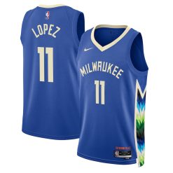 Milwaukee Bucks Brook Lopez Nike City Edition Royal NBA Jersey