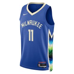 Alternative view of Milwaukee Bucks Brook Lopez Nike City Edition Royal NBA Jersey