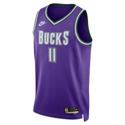 Alternative view of Milwaukee Bucks Brook Lopez Nike Classic Edition Purple NBA Jersey