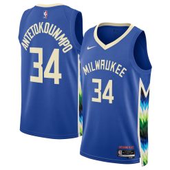 Milwaukee Bucks Giannis Antetokounmpo Nike City Edition Royal NBA Jersey