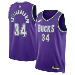 Milwaukee Bucks Giannis Antetokounmpo Nike Classic Edition Purple NBA Jersey