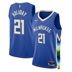 Milwaukee Bucks Jrue Holiday Nike City Edition Royal NBA Jersey