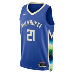 Alternative view of Milwaukee Bucks Jrue Holiday Nike City Edition Royal NBA Jersey
