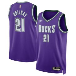 Milwaukee Bucks Jrue Holiday Nike Classic Edition Purple NBA Jersey