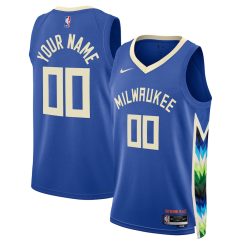 Milwaukee Bucks Nike City Edition Royal Custom NBA Jersey