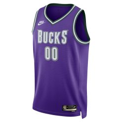 Alternative view of Milwaukee Bucks Nike Classic Edition Field Purple/White Custom NBA Jersey