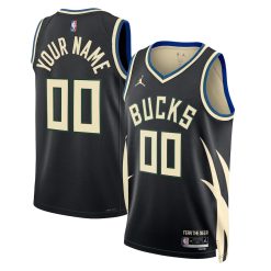 Milwaukee Bucks Statement Black Custom NBA Jersey