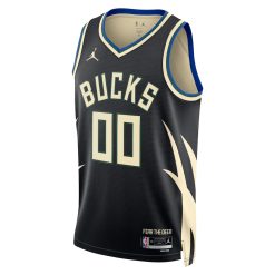 Alternative view of Milwaukee Bucks Statement Black Custom NBA Jersey