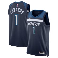 Minnesota Timberwolves Anthony Edwards Nike Icon Edition Navy NBA Jersey