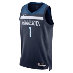 Alternative view of Minnesota Timberwolves Anthony Edwards Nike Icon Edition Navy NBA Jersey