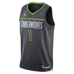 Alternative view of Minnesota Timberwolves Anthony Edwards Statement Edition Grey NBA Jersey