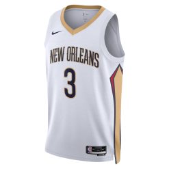 Alternative view of New Orleans Pelicans C.J. McCollum Nike Association Edition White NBA Jersey