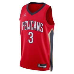 Alternative view of New Orleans Pelicans C.J. McCollum Statement Edition Red NBA Jersey