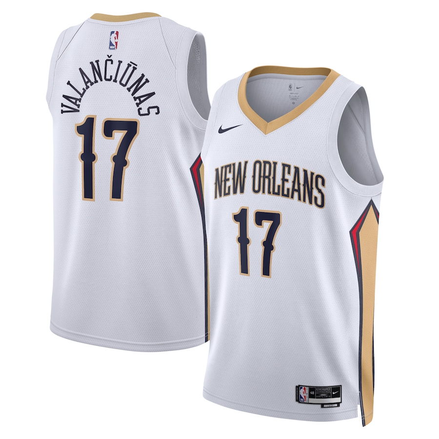 New Orleans Pelicans Jonas Valanciunas Nike Association Edition White NBA Jersey
