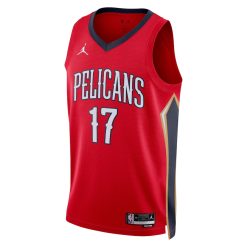 Alternative view of New Orleans Pelicans Jonas Valanciunas Statement Edition Red NBA Jersey