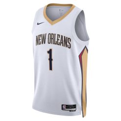 Alternative view of New Orleans Pelicans Zion Williamson Nike Association Edition White NBA Jersey