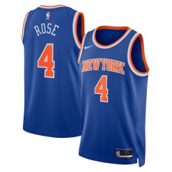 New York Knicks Derrick Rose Nike Icon Edition Blue NBA Jersey