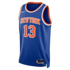 Alternative view of New York Knicks Evan Fournier Nike Icon Edition Blue NBA Jersey