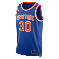 Alternative view of New York Knicks Julius Randle Nike Icon Edition Blue NBA Jersey