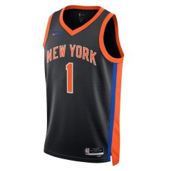 Alternative view of New York Knicks Obi Toppin Nike City Edition Black NBA Jersey