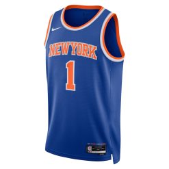 Alternative view of New York Knicks Obi Toppin Nike Icon Edition Blue NBA Jersey