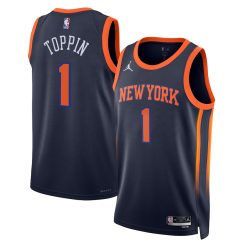 New York Knicks Obi Toppin Statement Edition Navy NBA Jersey