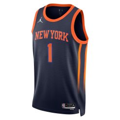 Alternative view of New York Knicks Obi Toppin Statement Edition Navy NBA Jersey