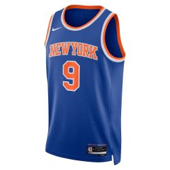 Alternative view of New York Knicks RJ Barrett Nike Icon Edition Blue NBA Jersey