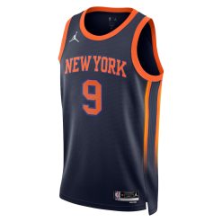 Alternative view of New York Knicks RJ Barrett Statement Edition Navy NBA Jersey