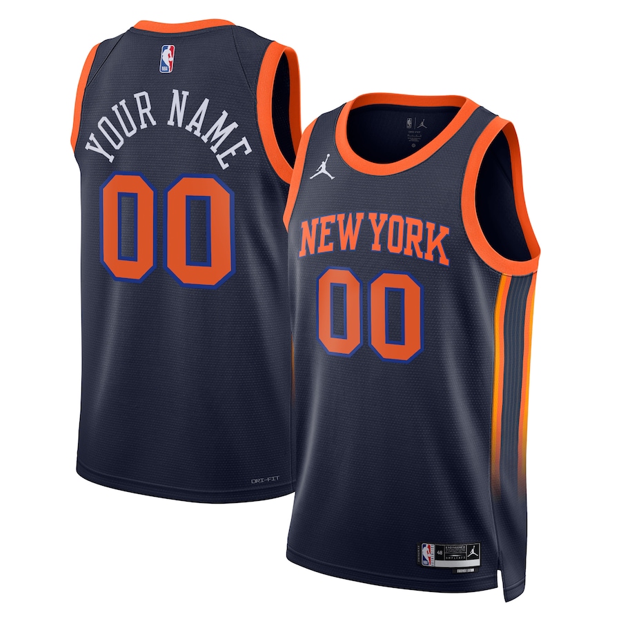 New York Knicks Statement Navy Custom NBA Jersey