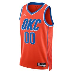 Alternative view of Oklahoma City Thunder Statement Orange Custom NBA Jersey