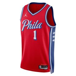 Alternative view of Philadelphia 76ers James Harden Statement Edition Red NBA Jersey