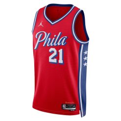 Alternative view of Philadelphia 76ers Joel Embiid Statement Edition Red NBA Jersey