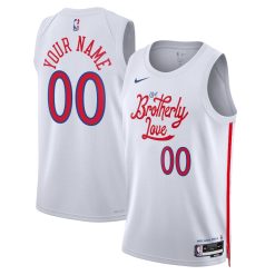 Philadelphia 76ers Nike City Edition White Custom NBA Jersey