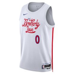 Alternative view of Philadelphia 76ers Tyrese Maxey Nike City Edition White NBA Jersey