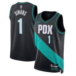 Portland Trail Blazers Anfernee Simons Nike City Edition Black NBA Jersey
