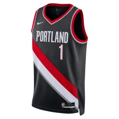 Alternative view of Portland Trail Blazers Anfernee Simons Nike Icon Edition Black NBA Jersey