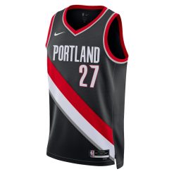 Alternative view of Portland Trail Blazers Jusuf Nurkic Nike Icon Edition Black NBA Jersey