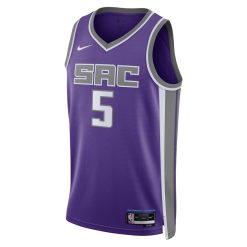 Alternative view of Sacramento Kings De'Aaron Fox Nike Icon Edition Purple NBA Jersey