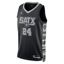 Alternative view of San Antonio Spurs Devin Vassell Statement Edition Black NBA Jersey