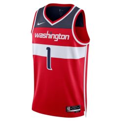 Alternative view of Washington Wizards Johnny Davis Nike Icon Edition Red NBA Jersey