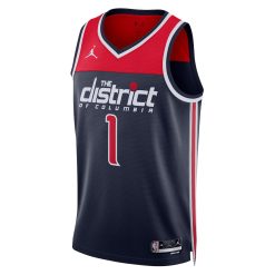 Alternative view of Washington Wizards Johnny Davis Statement Edition Navy NBA Jersey