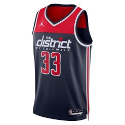 Alternative view of Washington Wizards Kyle Kuzma Statement Edition Navy NBA Jersey