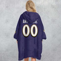 Alternative view of NFL Baltimore Ravens Custom Name Number Purple Home Jersey Fleece Oodie