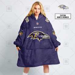 NFL Baltimore Ravens Custom Name Number Purple Home Jersey Fleece Oodie